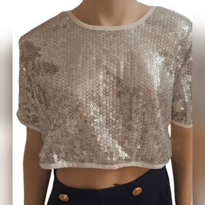 Silver Sequin Crop Top
